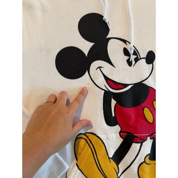 Disney Mickey Mouse Hoodie Adult Medium White Pullover Sweatshirt Graphic Print - Picture 8 of 8